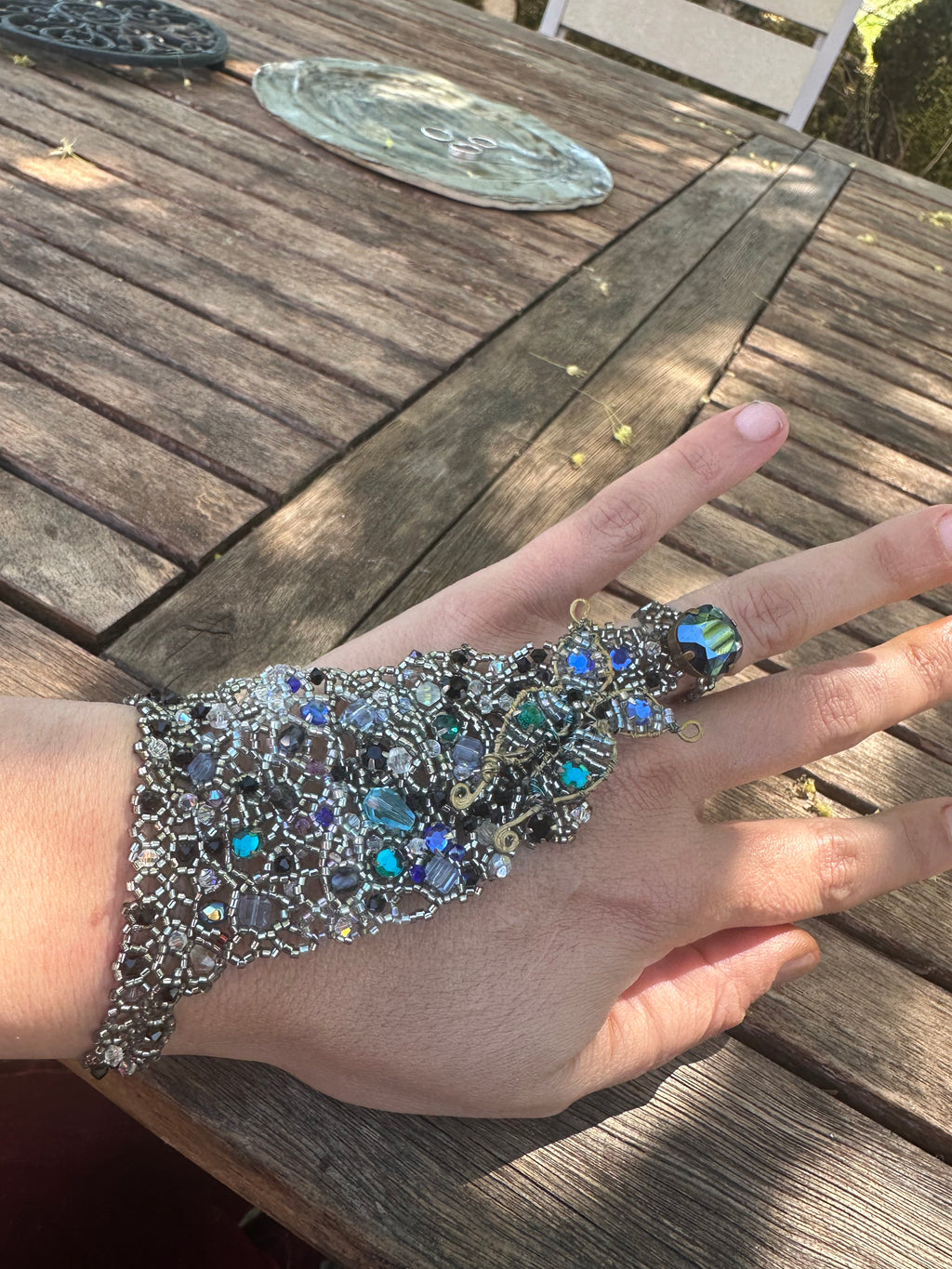Bracelet bague gris argenté